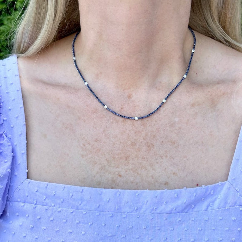 Sapphire and Diamond Tennis necklace