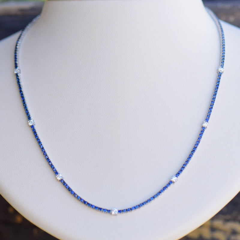 Sapphire and Diamond Tennis necklace