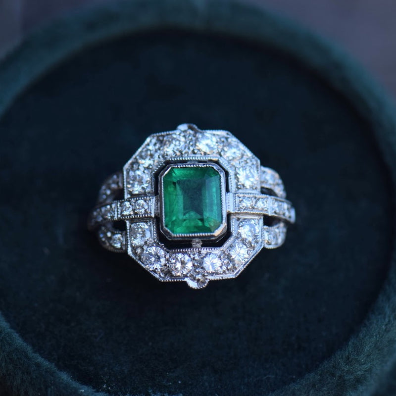 Emerald and Diamond Estate Ring