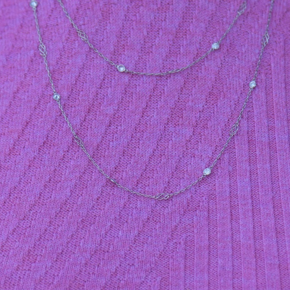 Vintage Platinum Diamond Station Necklace