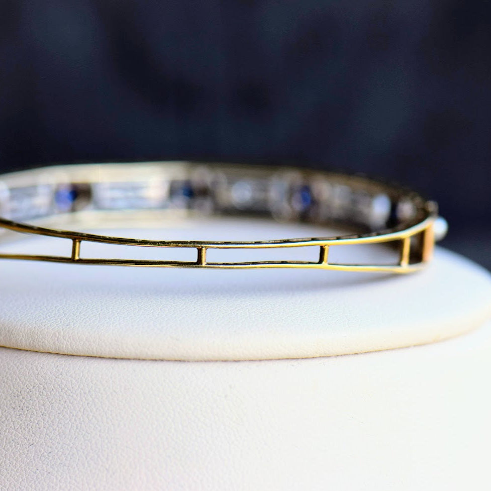 Sapphire Diamond and Pearl Bangle