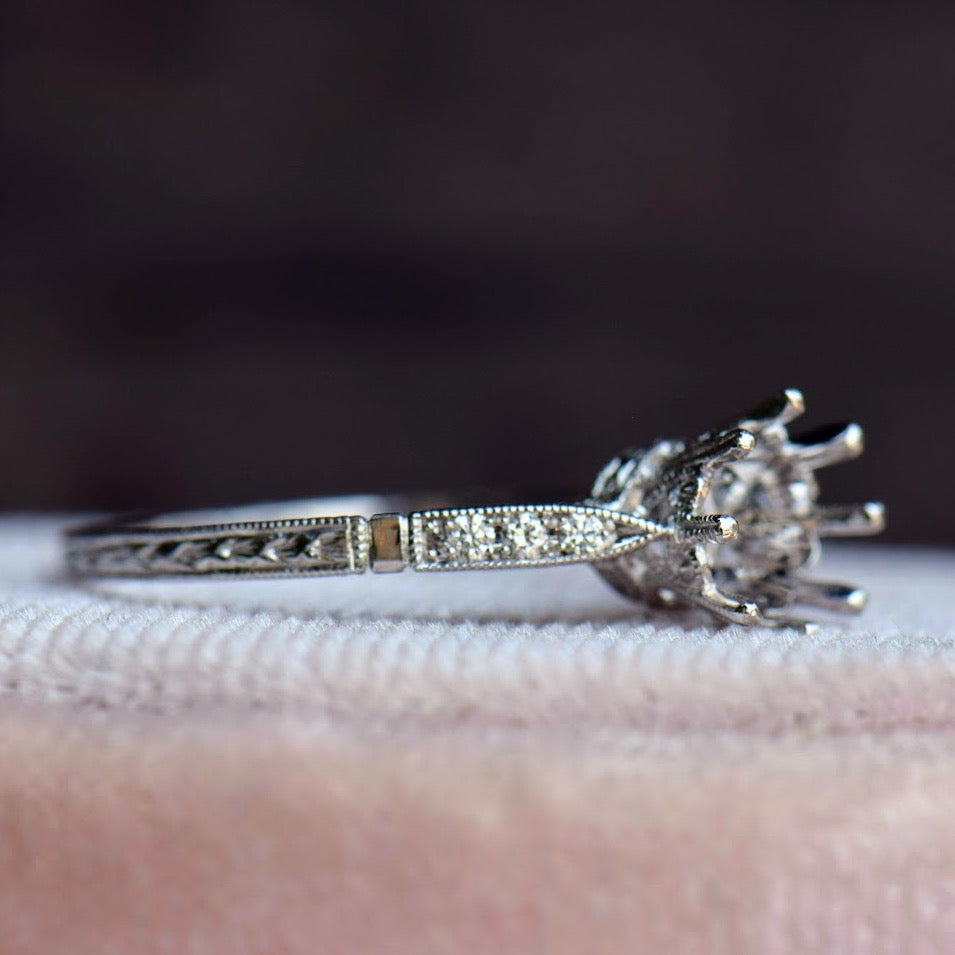 Antique Inspired Eight Prong Diamond Semi Mount