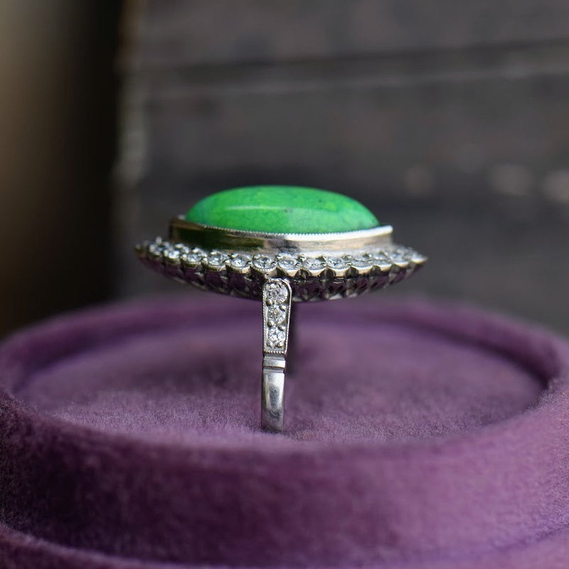 Green Turquoise and Diamond Ring