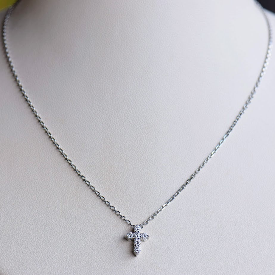 White Gold Small Diamond Cross