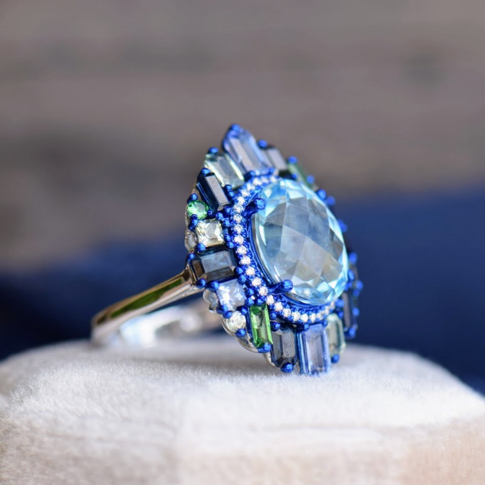 Blue Topaz and Blue Sapphire Ring