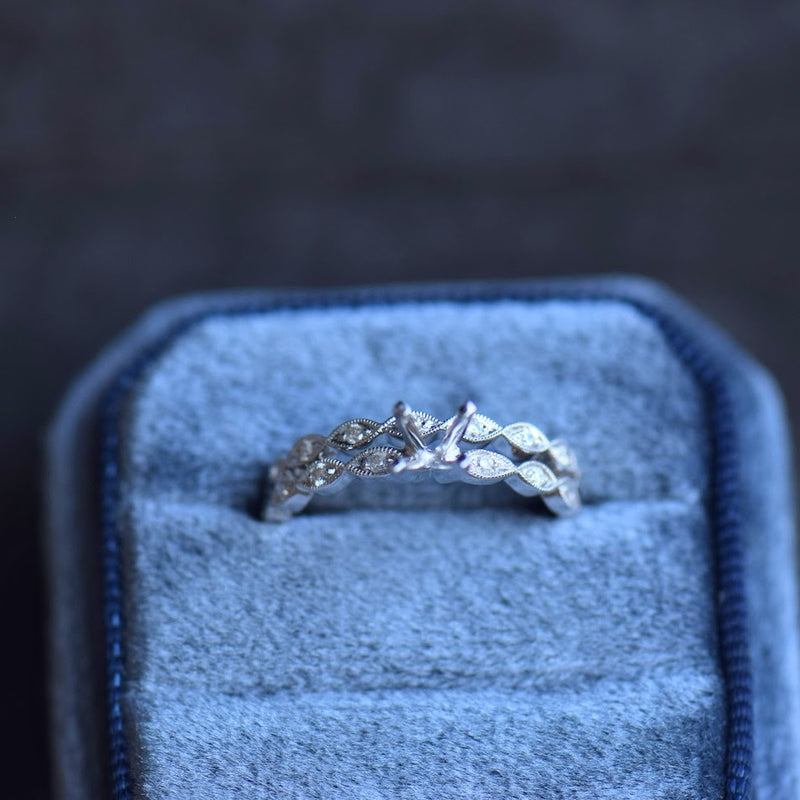Vintage Inspired White Gold Diamond Accent Ring Set