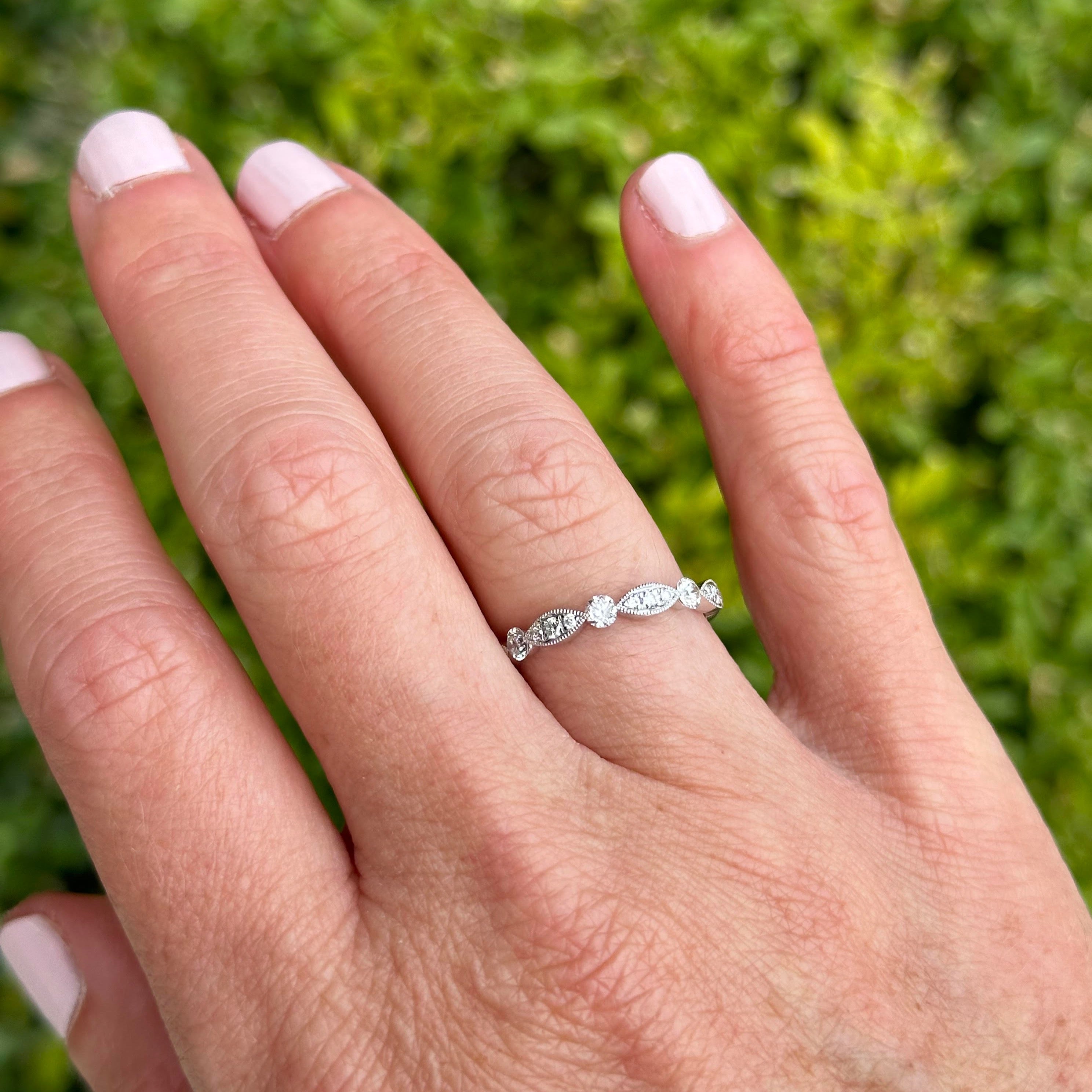 Navette and Round Diamond Band
