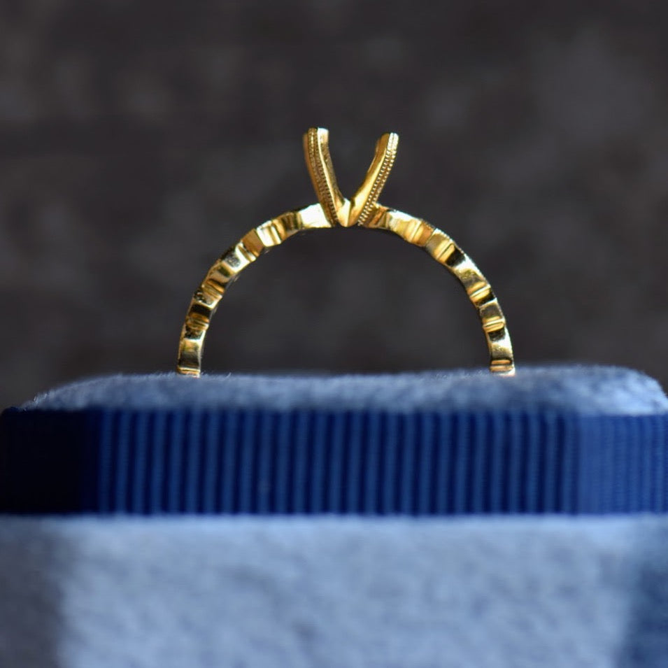 Vintage Inspired Yellow Gold Diamond Accent Ring Set