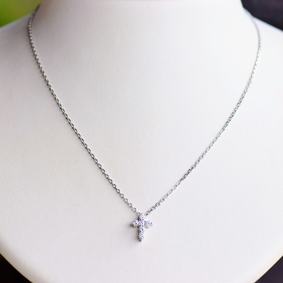 White Gold Small Diamond Cross