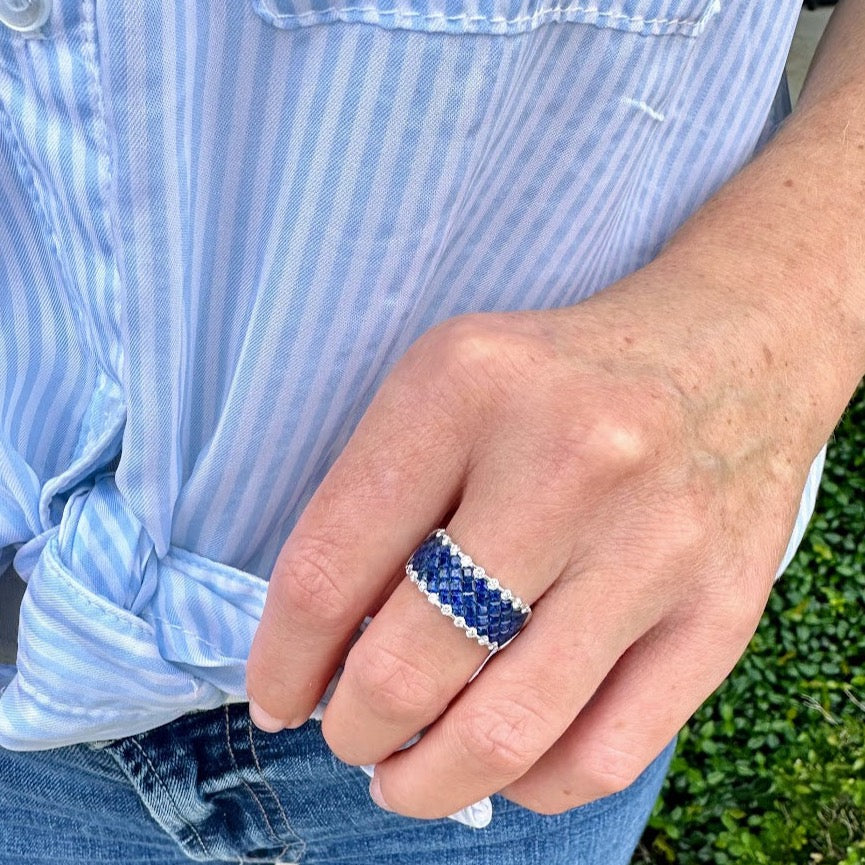 Invisible Set Sapphire and Diamond Band