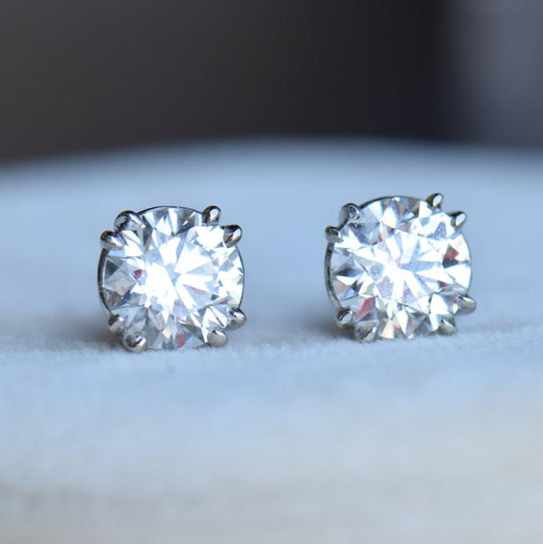 Double claw prong set lab grown diamond studs