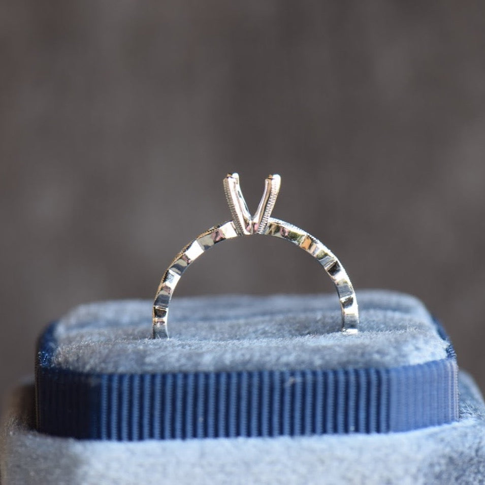 Vintage Inspired White Gold Diamond Accent Ring Set