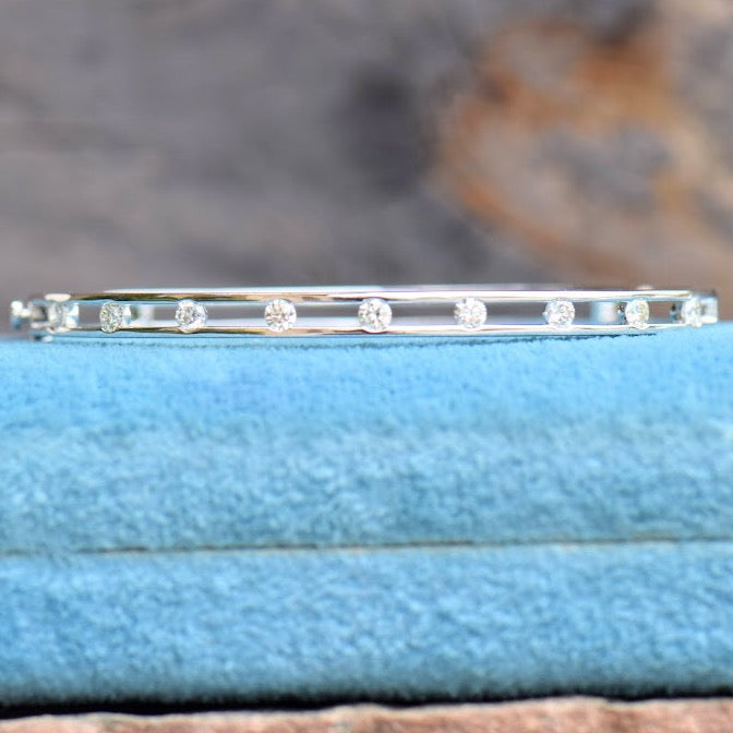 White Gold Diamond Station Bangle