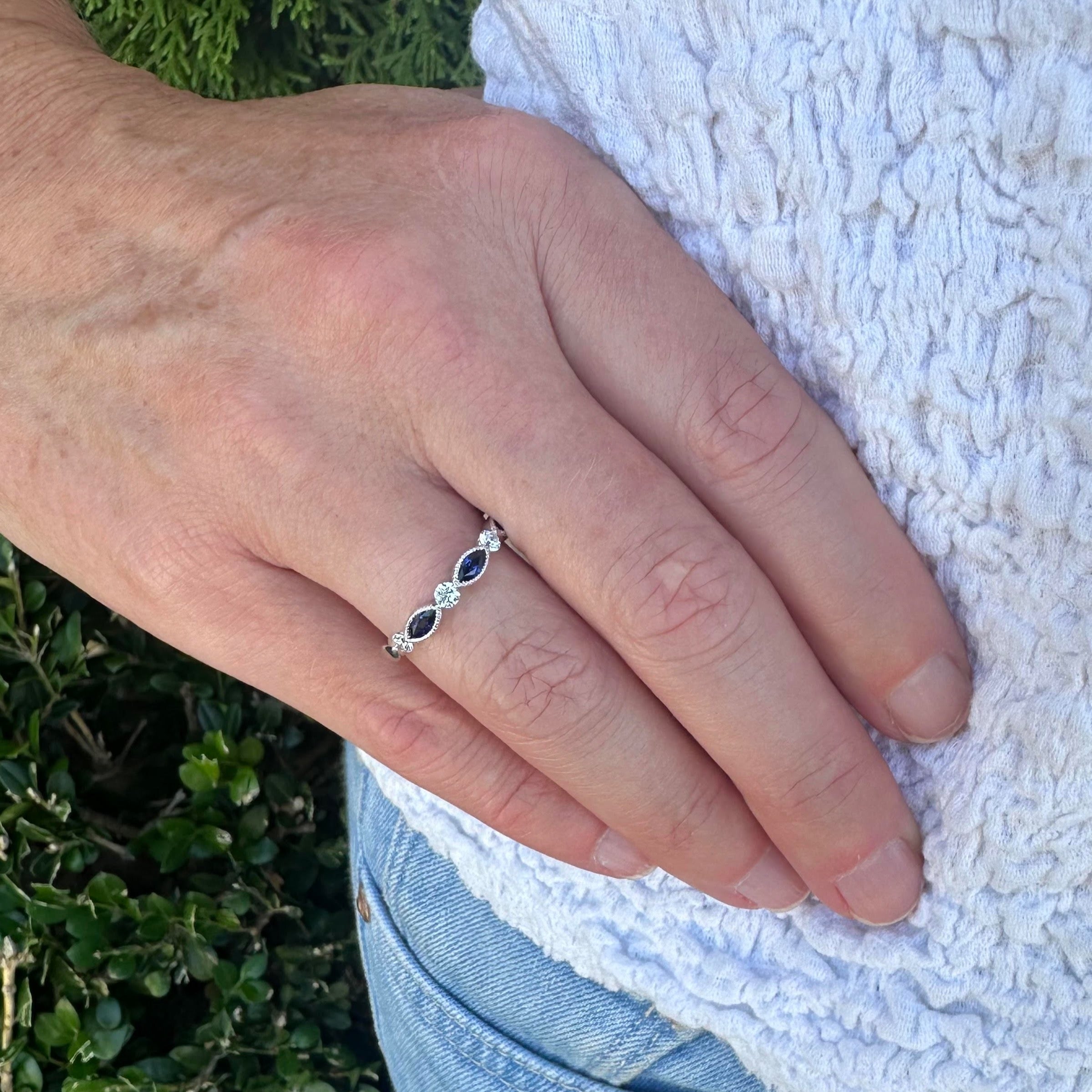 Marquise Sapphire and Diamond Band
