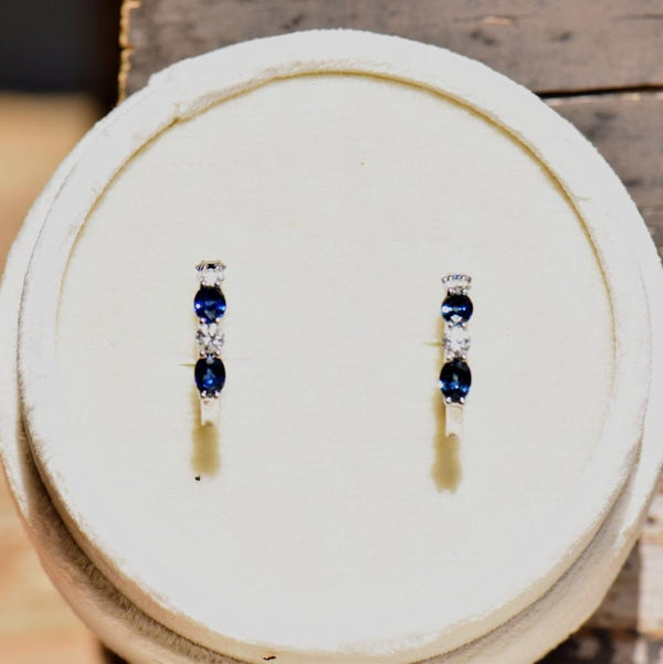 oval sapphire and diamond hoops