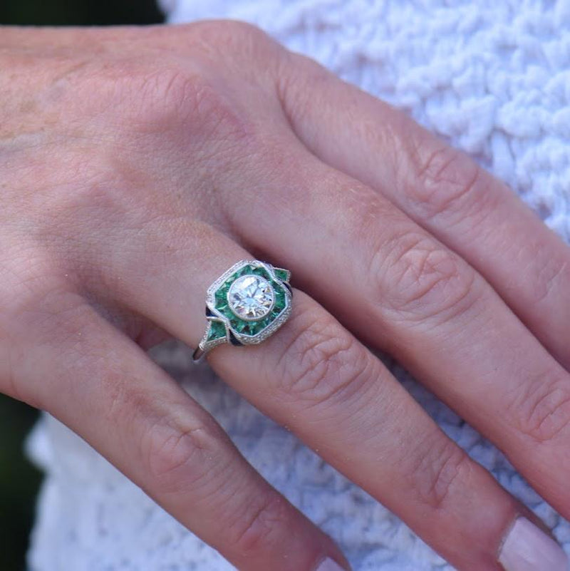 Diamond, Emerald and Sapphire Ring