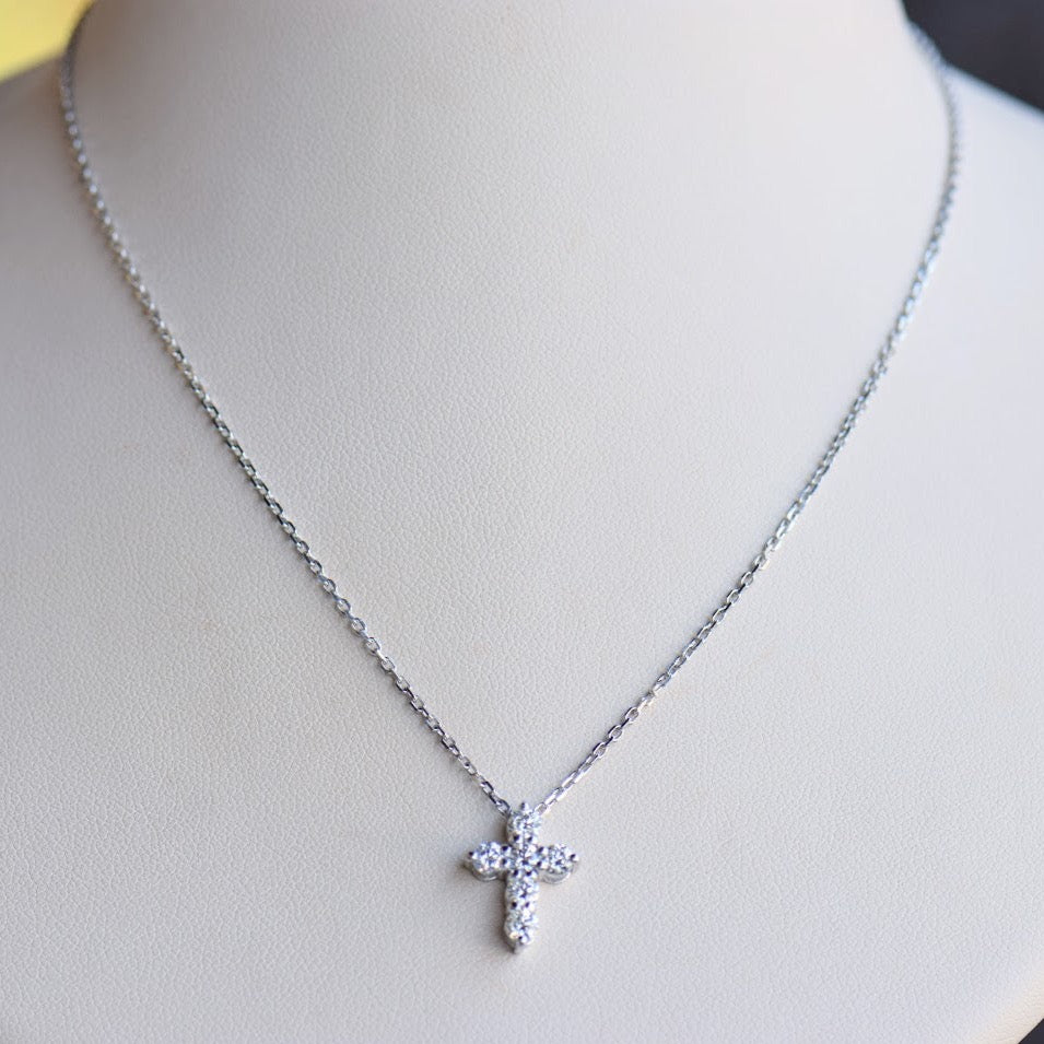 Classic White Gold Diamond Cross