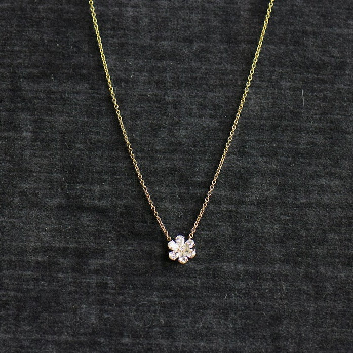 Yellow Gold Diamond Flower Pendant
