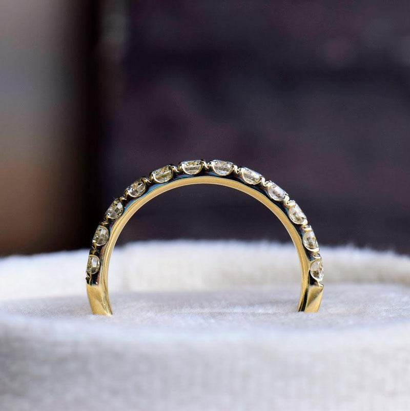 0.75ct yellow gold round diamond half eternity band