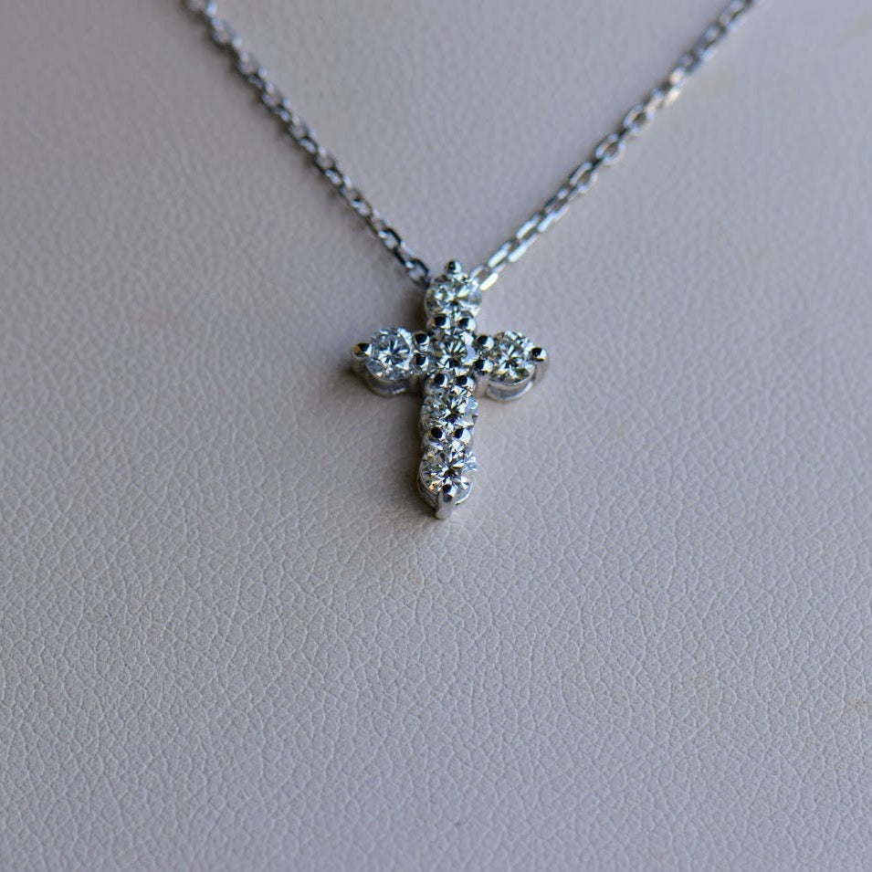 Classic White Gold Diamond Cross