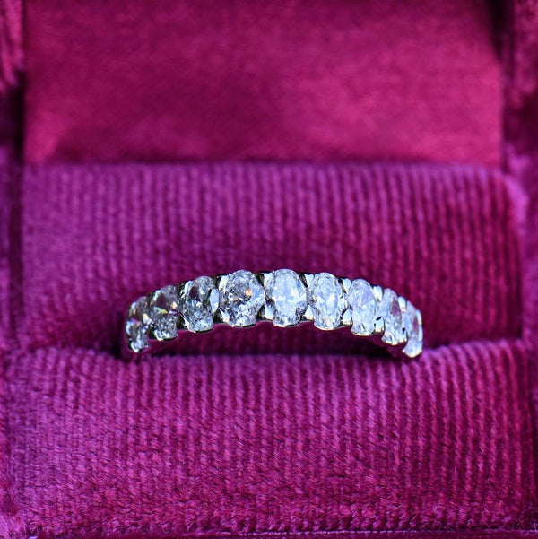 oval diamond half eternity band