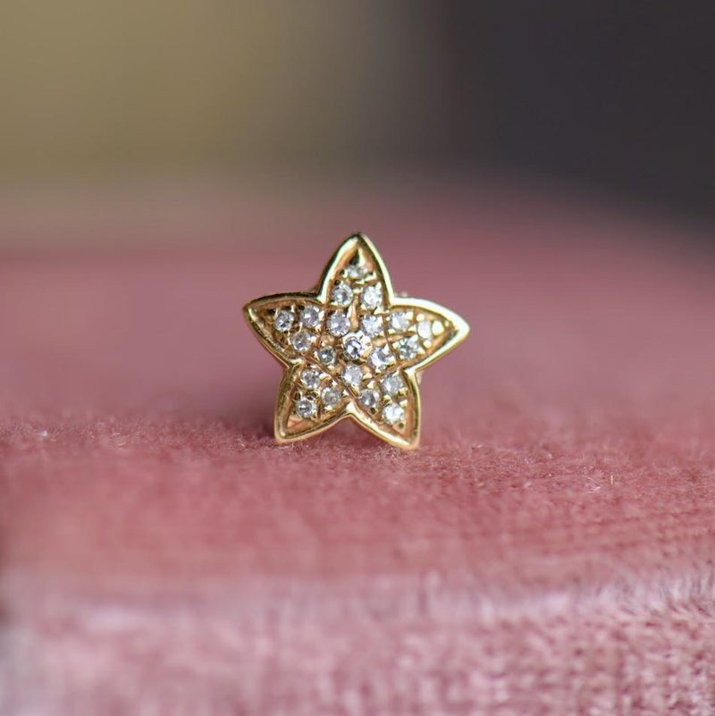 Yellow Gold Diamond Star Studs