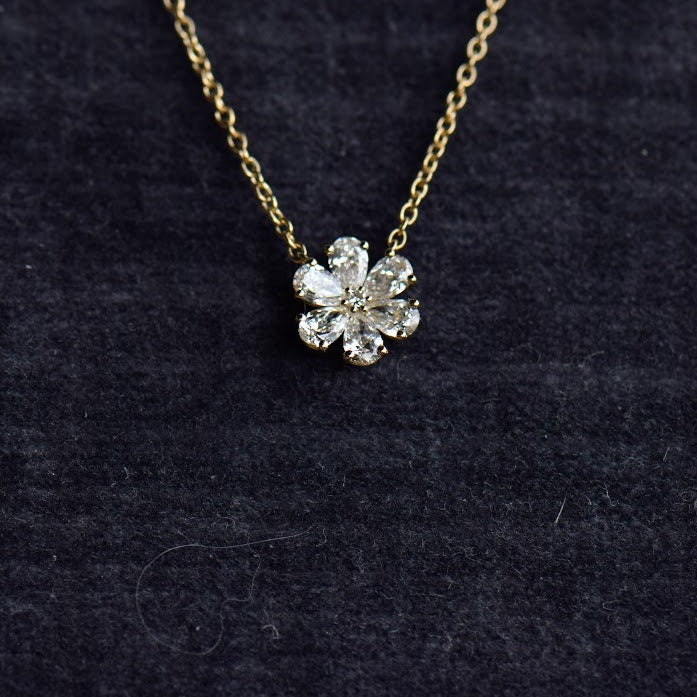 Yellow Gold Diamond Flower Pendant