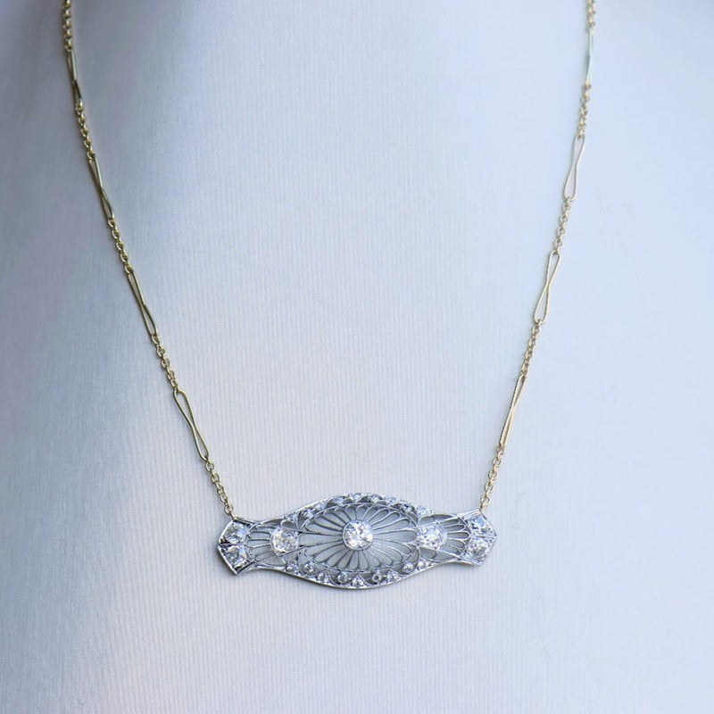 art deco diamond pin conversion necklace