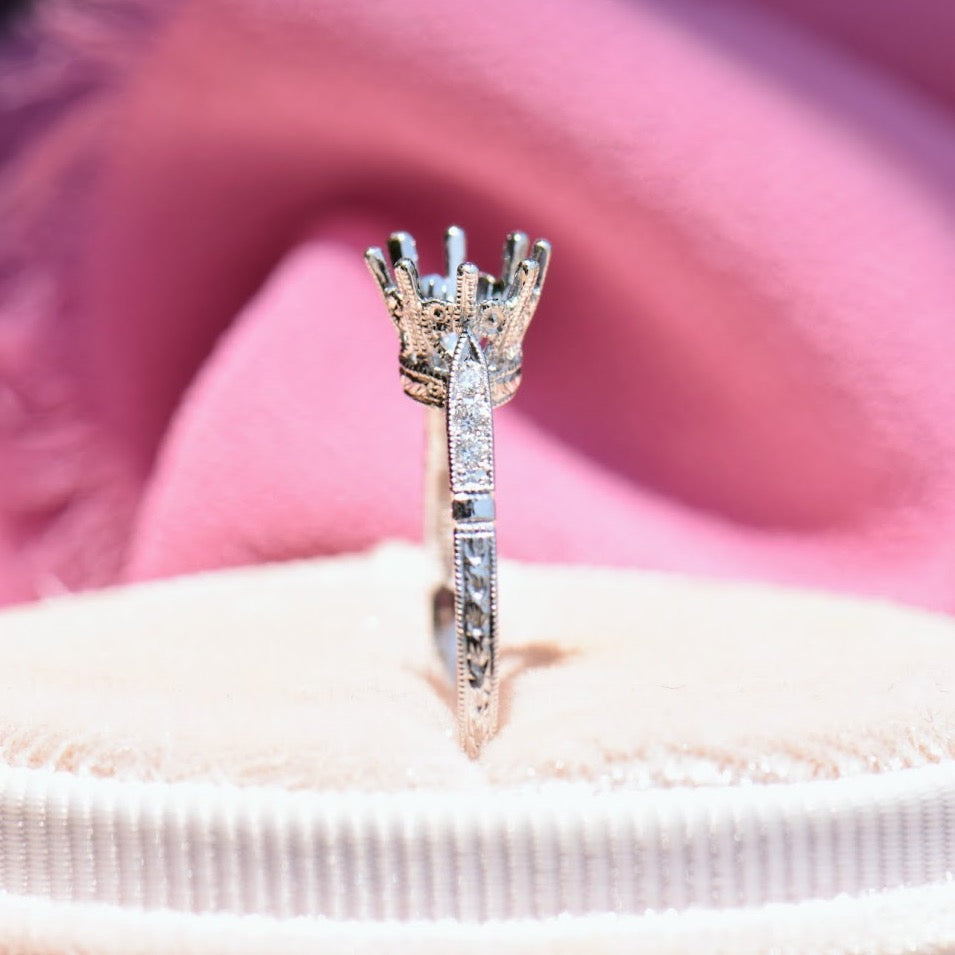 Antique Inspired Eight Prong Diamond Semi Mount