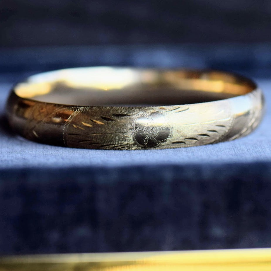 Antique Gold Bangle with Engraving