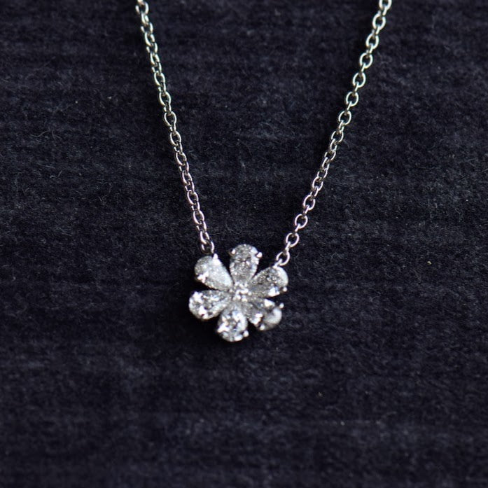 White Gold Diamond Flower Pendant