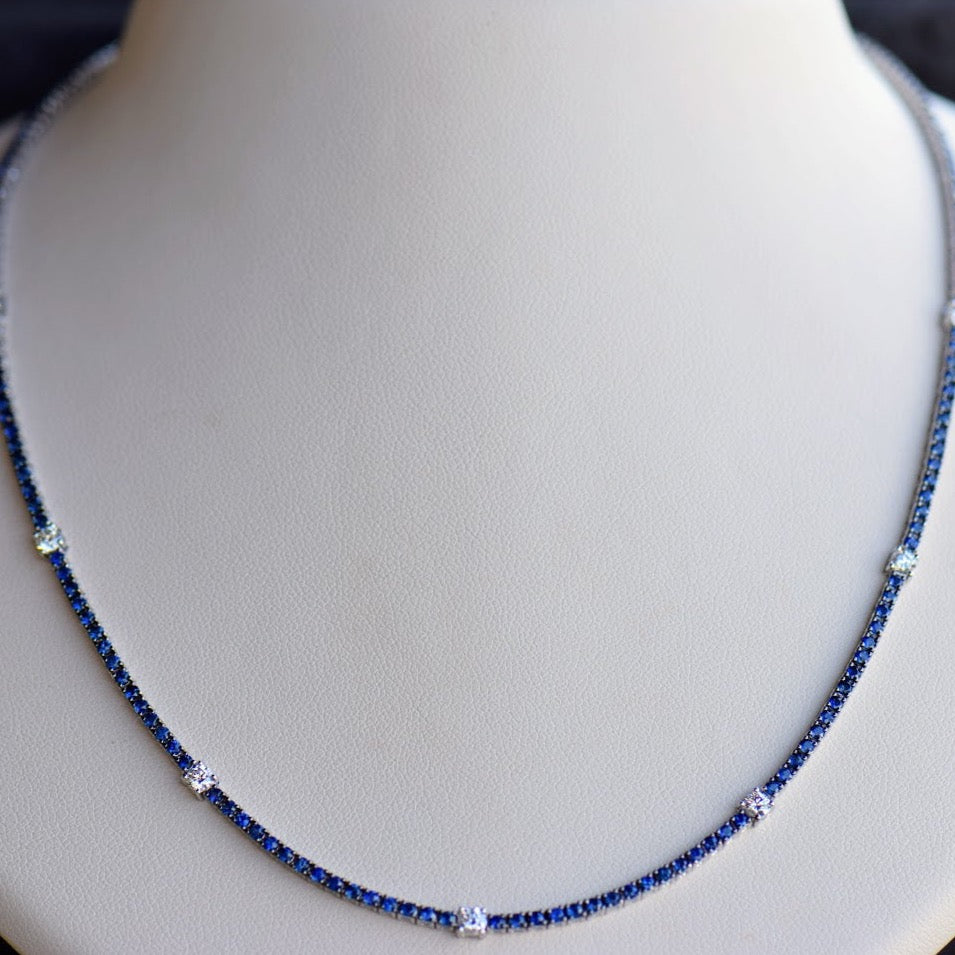 Sapphire and Diamond Tennis necklace