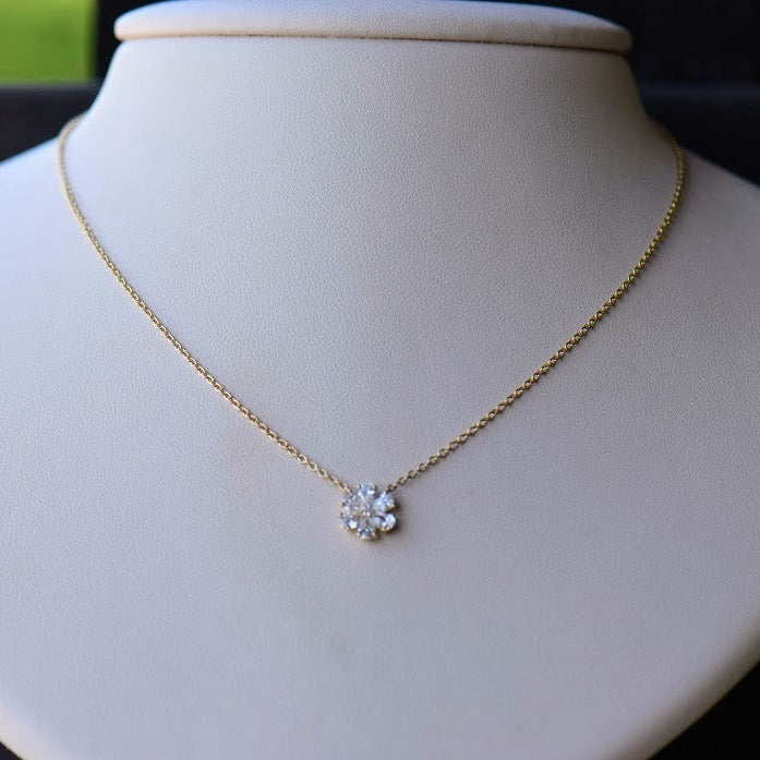 Yellow Gold Diamond Flower Pendant