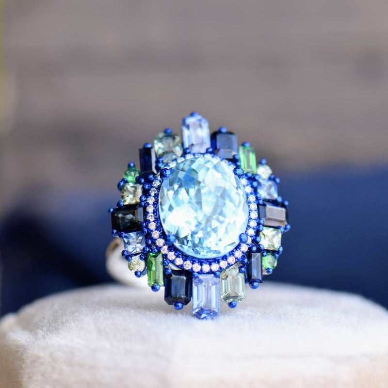 Blue Topaz and Blue Sapphire Ring