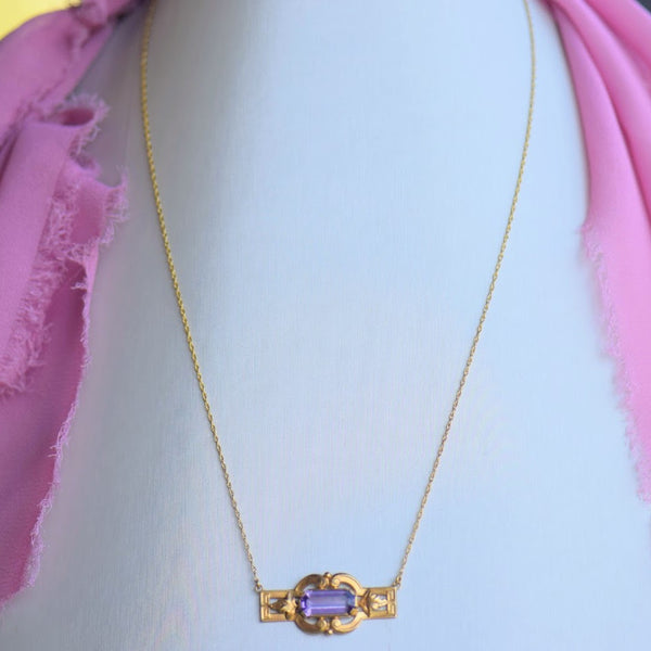 Amethyst Yellow Gold Necklace