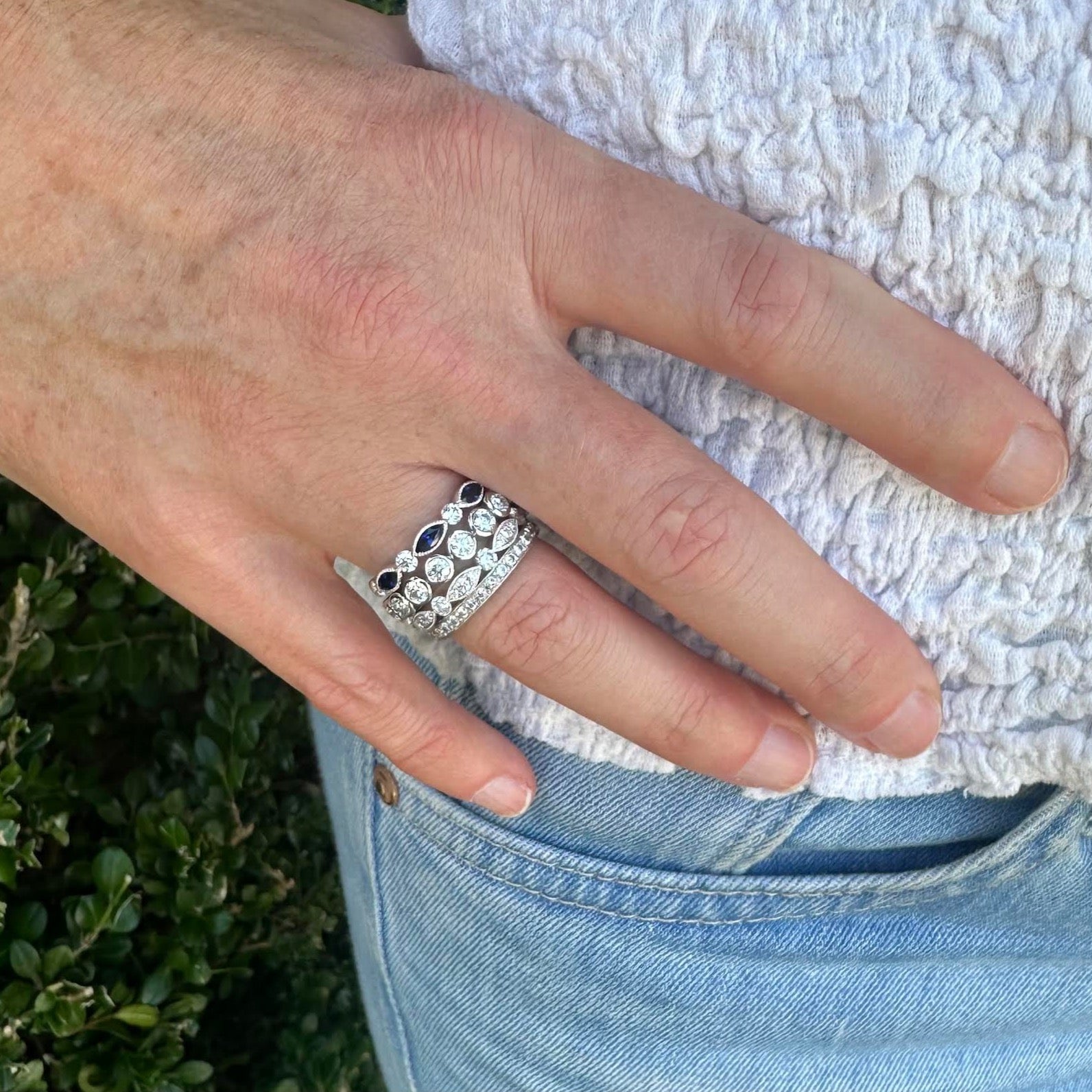 Marquise Sapphire and Diamond Band