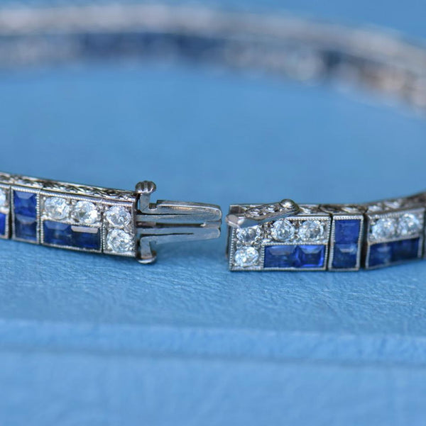 Antique Diamond and Sapphire Tennis Bracelet