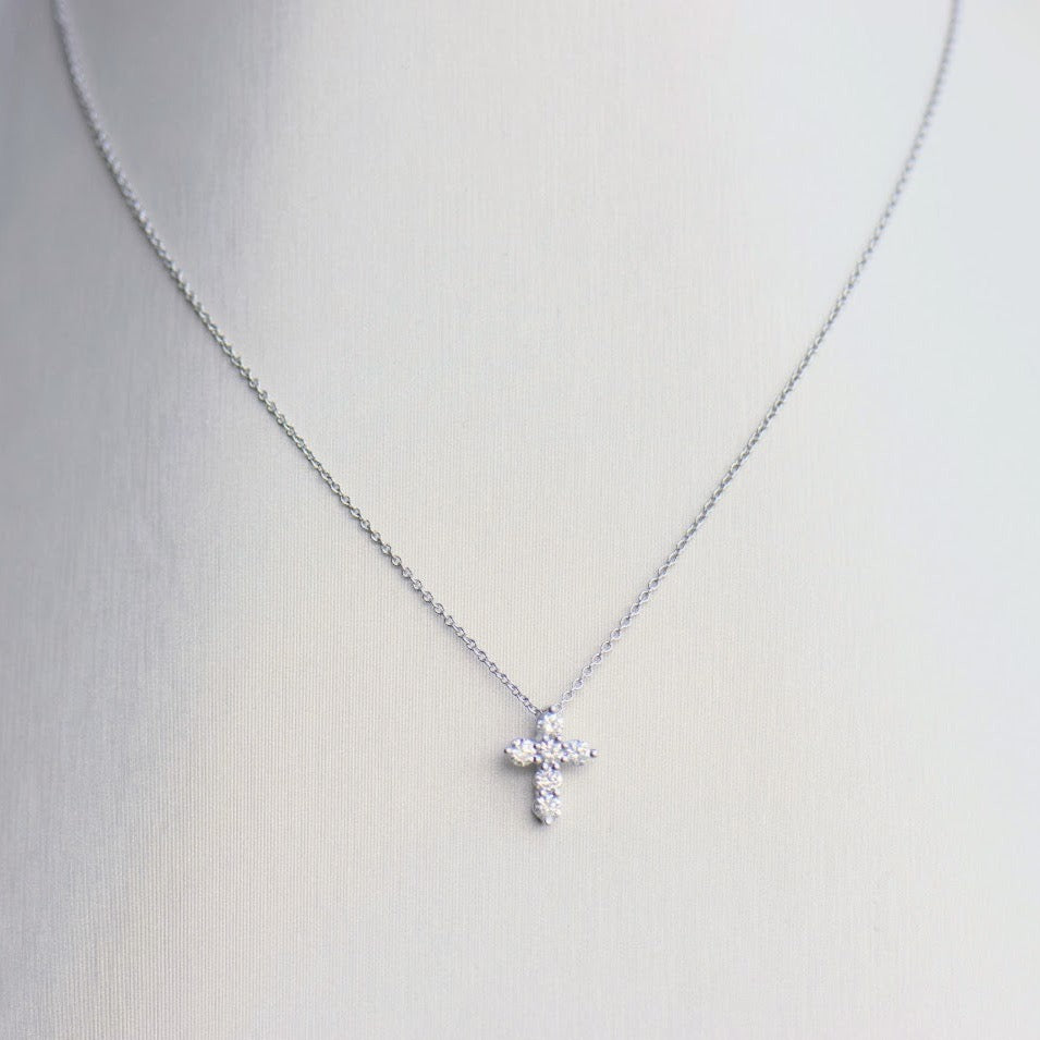 White Gold Diamond Cross Necklace