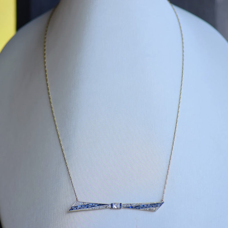 Sapphire and Rose Cut Diamond Bar Necklace