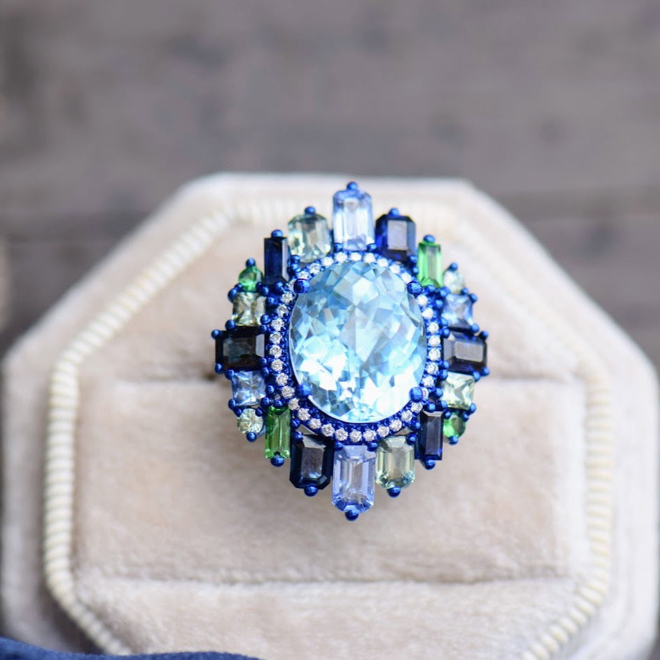 Blue Topaz and Blue Sapphire Ring