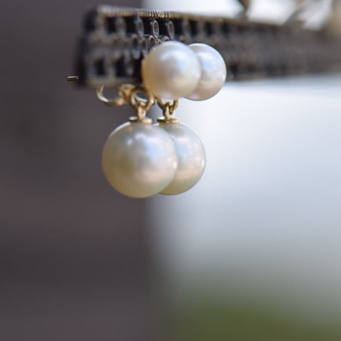 Cultured Akoya Drop Pearl Earrings
