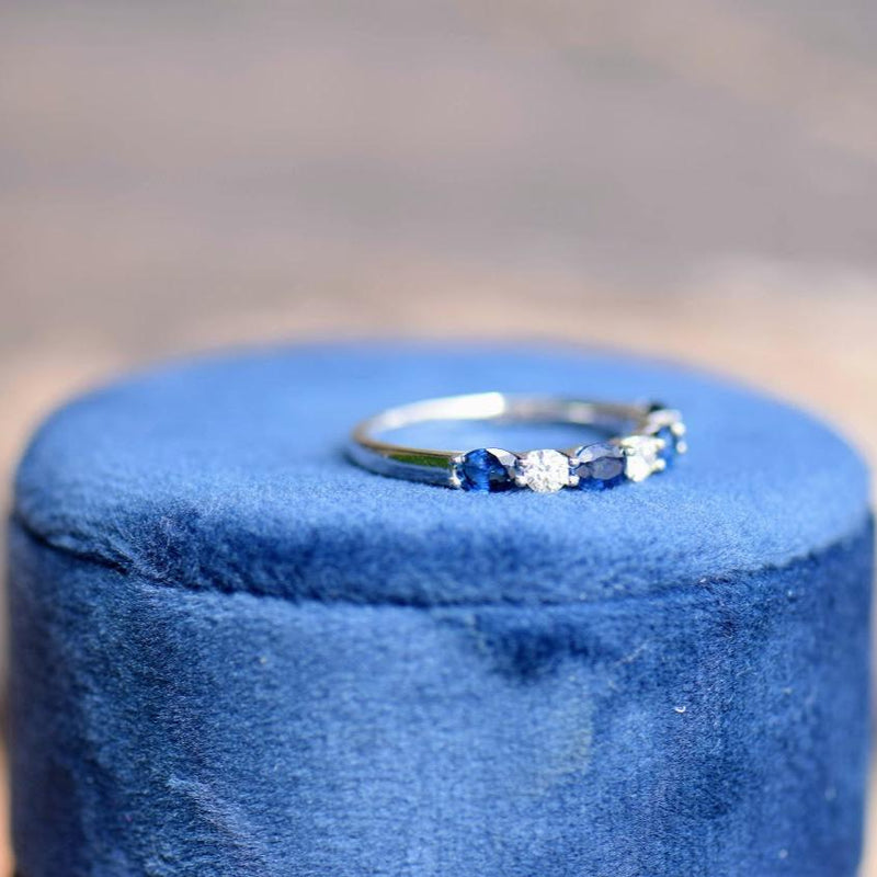 oval sapphire and diamond band