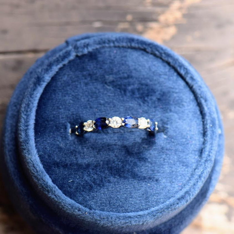 oval sapphire and diamond band