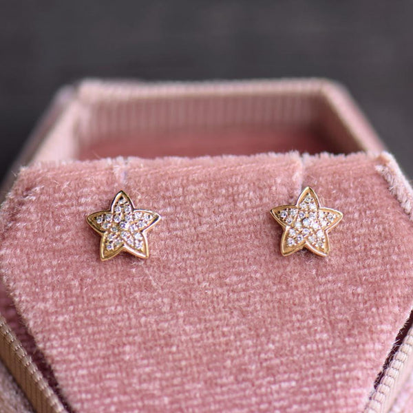 Yellow Gold Diamond Star Studs