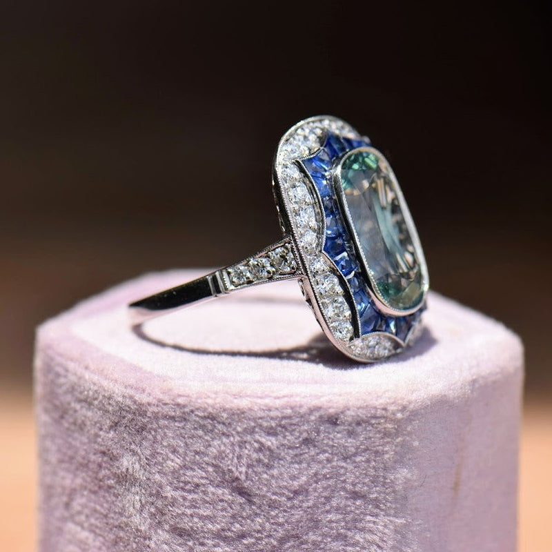 aquamarine diamond and sapphire ring