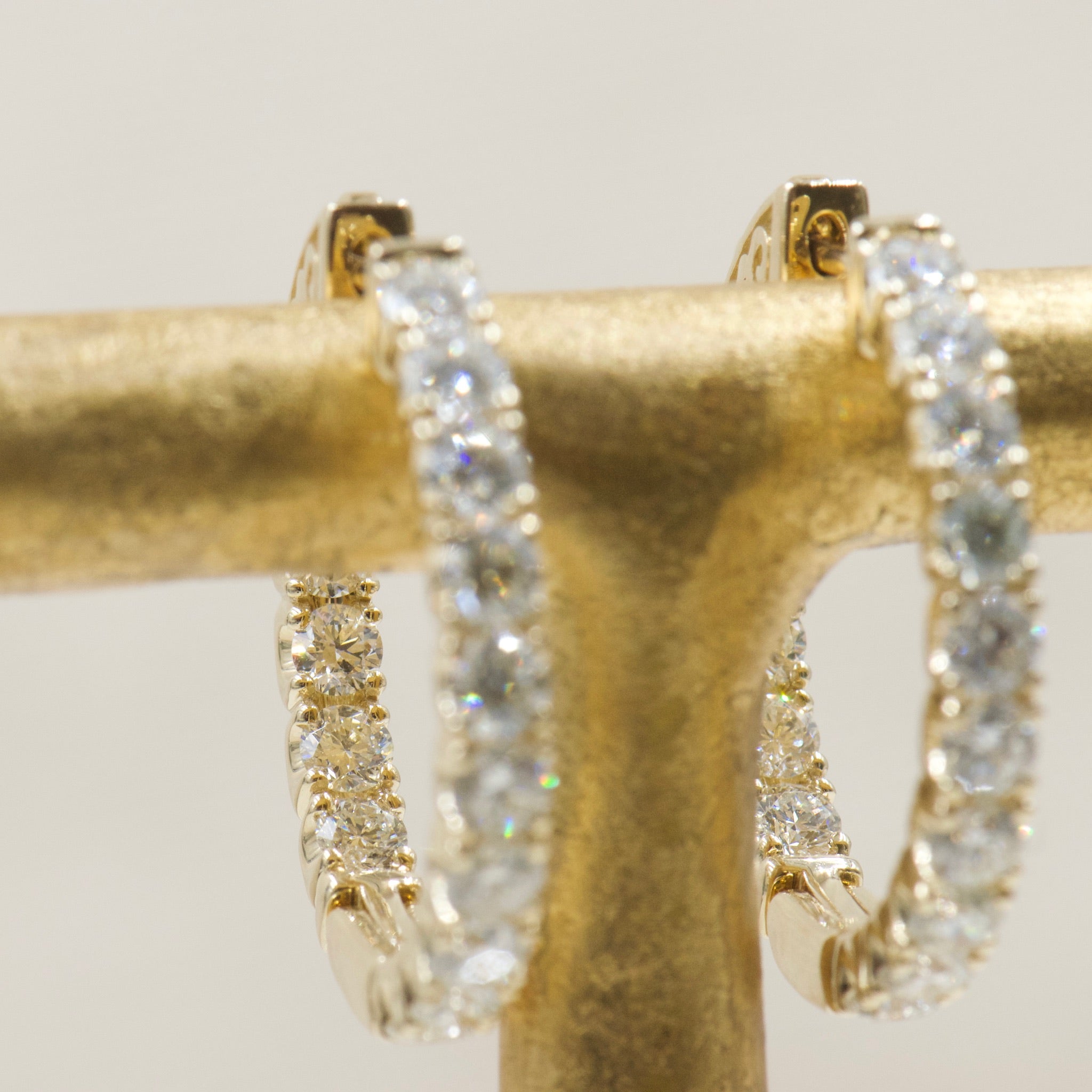 Yellow Gold Diamond Hoops