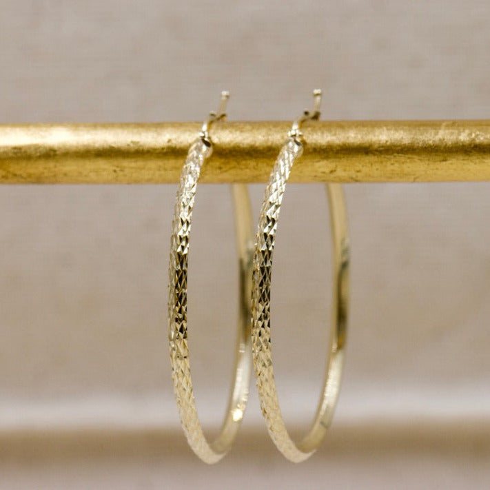 Diamond Cut Gold Hoops