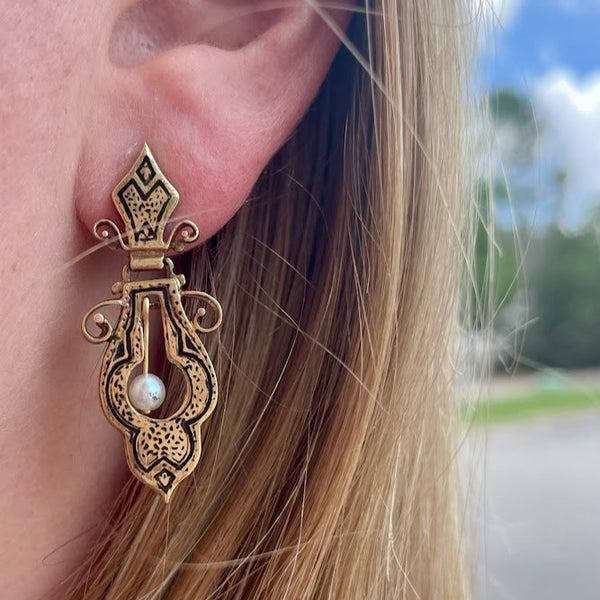 Victorian Black Enamel Earrings