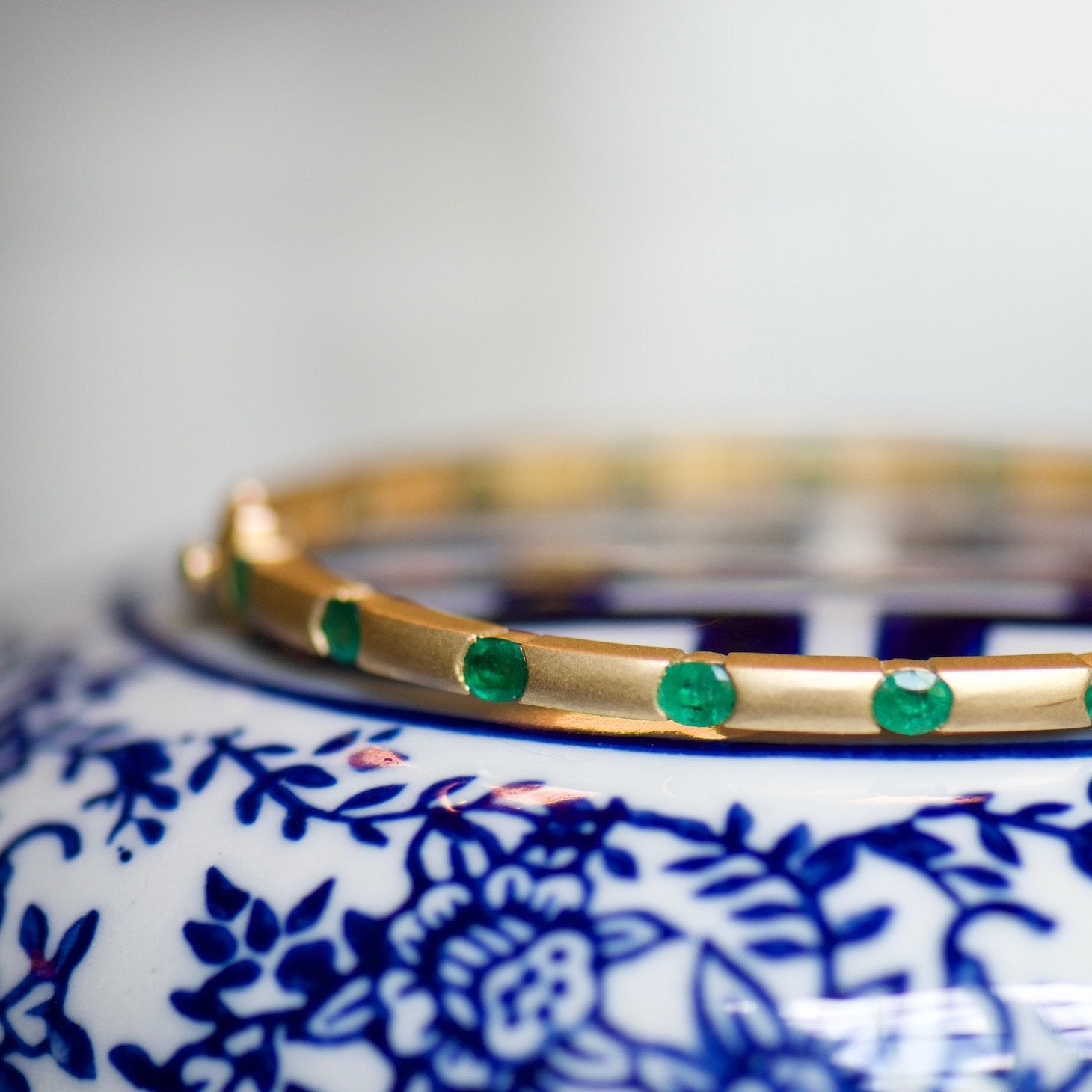 Matte Yellow Gold Emerald Bracelet