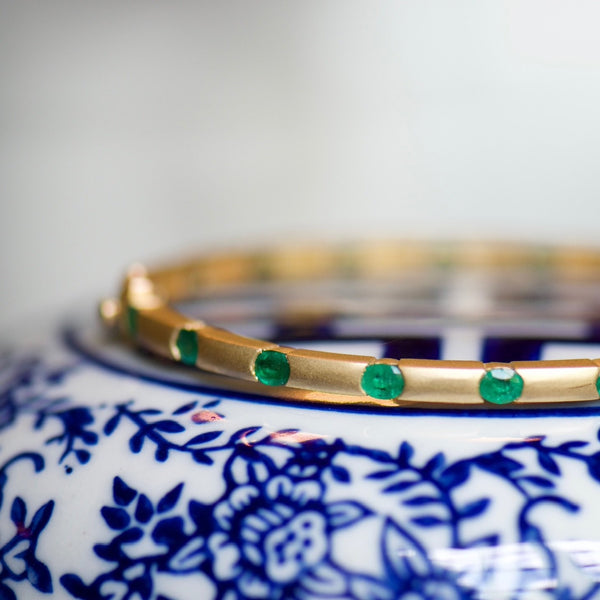 Matte Yellow Gold Emerald Bracelet